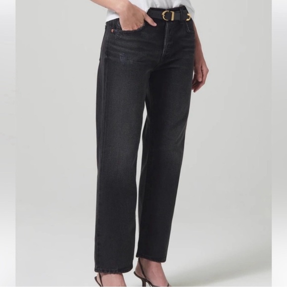 Citizens Of Humanity Neve Low Slung Relaxed Jeans Women 30 Obsidian Black - Picture 3 of 11